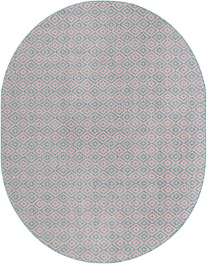 Pink and Aqua 7' 10 x 10' Jill Zarin Outdoor Oval Area Rug Weather Resistant for Patio, Deck, Terrace, Balcony, Porch Durable 100% Polypropylene Carpet for Outside for Sale at Rug Engine