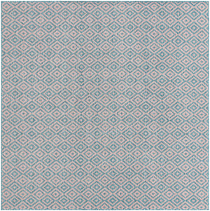 Pink and Aqua 7' 10 x 7' 10 Jill Zarin Outdoor Square Area Rug Weather Resistant for Patio, Deck, Terrace, Balcony, Porch Durable 100% Polypropylene Carpet for Outside for Sale at Rug Engine