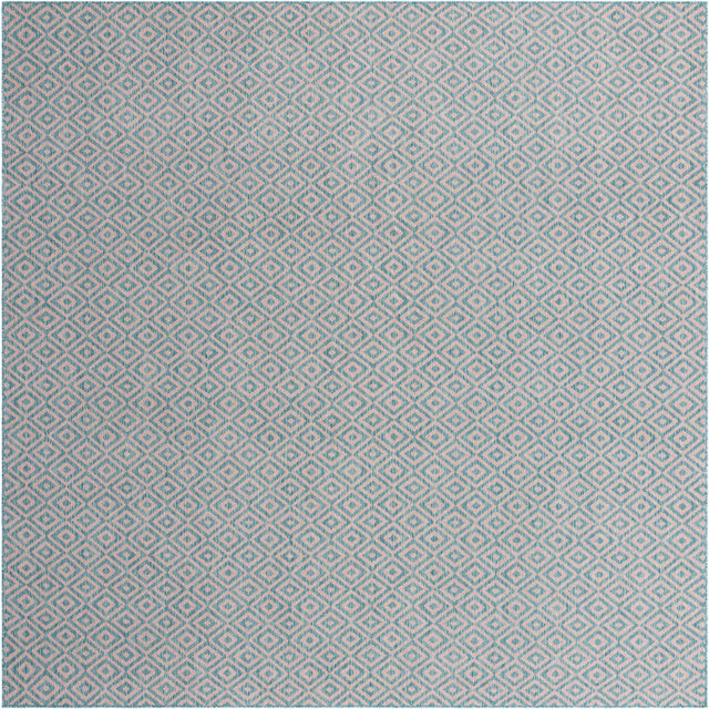 Pink and Aqua 10' 8 x 10' 8 Jill Zarin Outdoor Square Area Rug Weather Resistant for Patio, Deck, Terrace, Balcony, Porch Durable 100% Polypropylene Carpet for Outside for Sale at Rug Engine