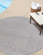 Pink and Aqua 3' 1 x 3' 1 Jill Zarin Outdoor Round Area Rug Weather Resistant for Patio, Deck, Terrace, Balcony, Porch Durable 100% Polypropylene Carpet for Outside for Sale at Rug Engine
