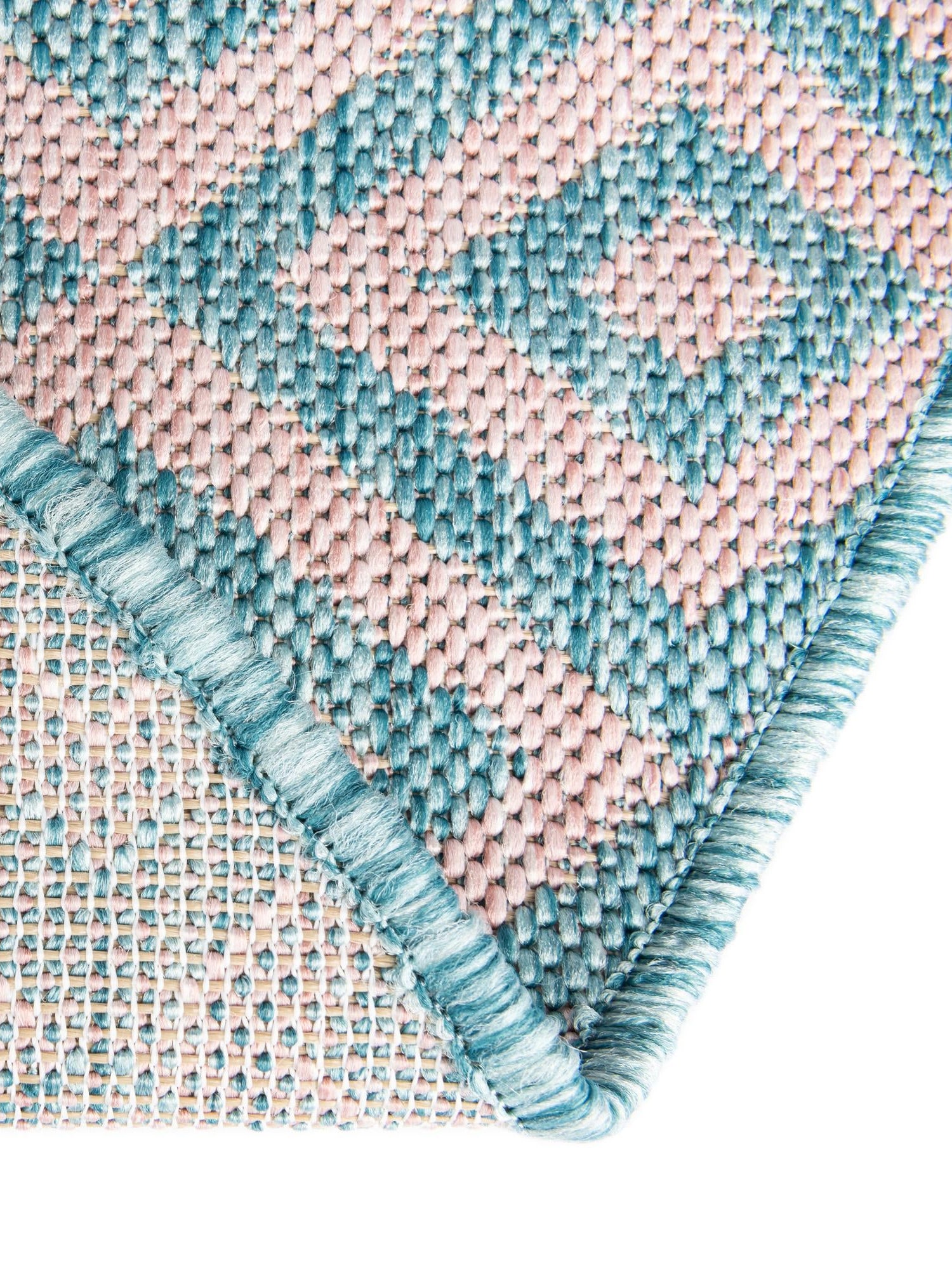 Pink and Aqua 7' 1 x 7' 1 Jill Zarin Outdoor Round Area Rug Weather Resistant for Patio, Deck, Terrace, Balcony, Porch Durable 100% Polypropylene Carpet for Outside for Sale at Rug Engine