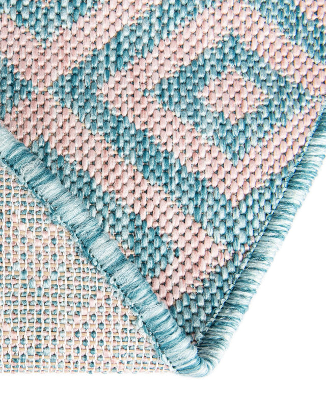 Pink and Aqua 13' 1 x 13' 1 Jill Zarin Outdoor Round Area Rug Weather Resistant for Patio, Deck, Terrace, Balcony, Porch Durable 100% Polypropylene Carpet for Outside for Sale at Rug Engine
