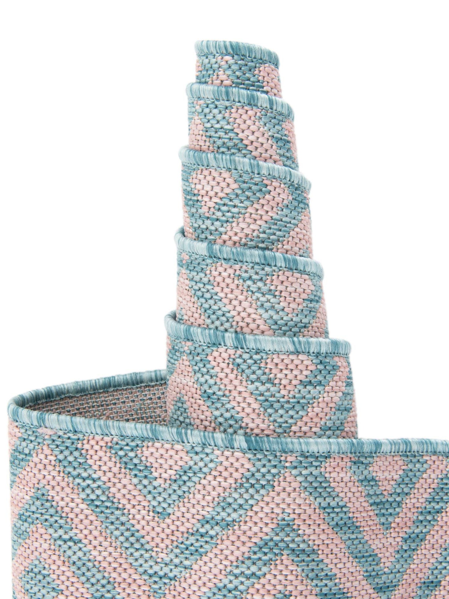 Pink and Aqua 7' 1 x 7' 1 Jill Zarin Outdoor Round Area Rug Weather Resistant for Patio, Deck, Terrace, Balcony, Porch Durable 100% Polypropylene Carpet for Outside for Sale at Rug Engine