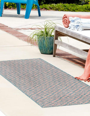 Pink and Aqua 2' x 6' 1 Jill Zarin Outdoor Runner Area Rug Weather Resistant for Patio, Deck, Terrace, Balcony, Porch Durable 100% Polypropylene Carpet for Outside for Sale at Rug Engine