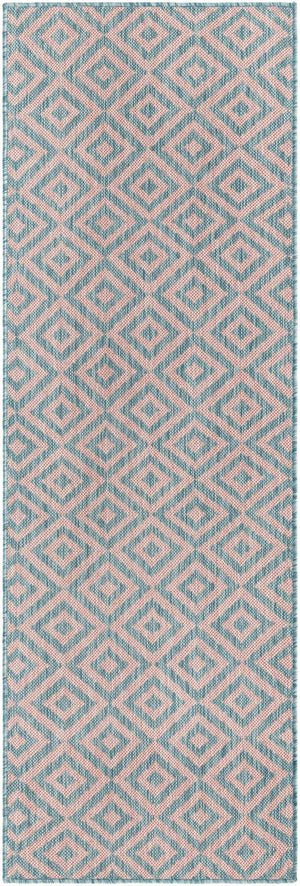 Pink and Aqua 2' x 6' 1 Jill Zarin Outdoor Runner Area Rug Weather Resistant for Patio, Deck, Terrace, Balcony, Porch Durable 100% Polypropylene Carpet for Outside for Sale at Rug Engine