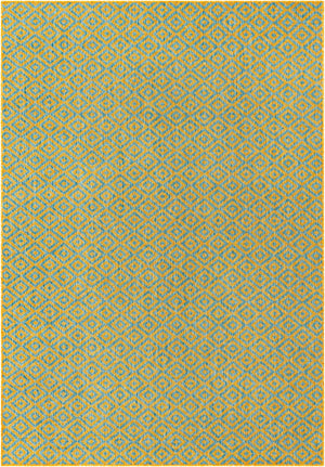 Yellow and Aqua 7' 1 x 10' Jill Zarin Outdoor Rectangle Area Rug Weather Resistant for Patio, Deck, Terrace, Balcony, Porch Durable 100% Polypropylene Carpet for Outside for Sale at Rug Engine