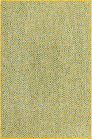 Yellow and Aqua 6' 1 x 9' Jill Zarin Outdoor Rectangle Area Rug Weather Resistant for Patio, Deck, Terrace, Balcony, Porch Durable 100% Polypropylene Carpet for Outside for Sale at Rug Engine