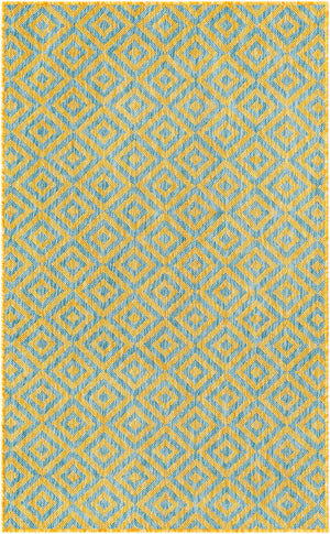 Yellow and Aqua 3' 1 x 5' 3 Jill Zarin Outdoor Rectangle Area Rug Weather Resistant for Patio, Deck, Terrace, Balcony, Porch Durable 100% Polypropylene Carpet for Outside for Sale at Rug Engine