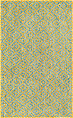 Yellow and Aqua 2' x 3' 1 Jill Zarin Outdoor Rectangle Area Rug Weather Resistant for Patio, Deck, Terrace, Balcony, Porch Durable 100% Polypropylene Carpet for Outside for Sale at Rug Engine