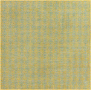 Yellow and Aqua 7' 10 x 7' 10 Jill Zarin Outdoor Square Area Rug Weather Resistant for Patio, Deck, Terrace, Balcony, Porch Durable 100% Polypropylene Carpet for Outside for Sale at Rug Engine