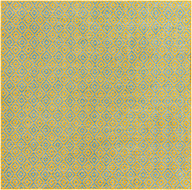 Yellow and Aqua 7' 10 x 7' 10 Jill Zarin Outdoor Square Area Rug Weather Resistant for Patio, Deck, Terrace, Balcony, Porch Durable 100% Polypropylene Carpet for Outside for Sale at Rug Engine