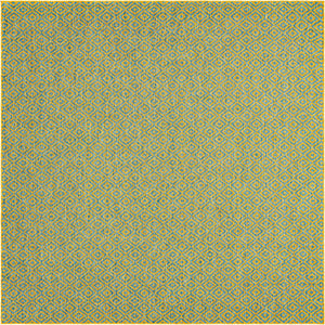 Yellow and Aqua 10' 8 x 10' 8 Jill Zarin Outdoor Square Area Rug Weather Resistant for Patio, Deck, Terrace, Balcony, Porch Durable 100% Polypropylene Carpet for Outside for Sale at Rug Engine