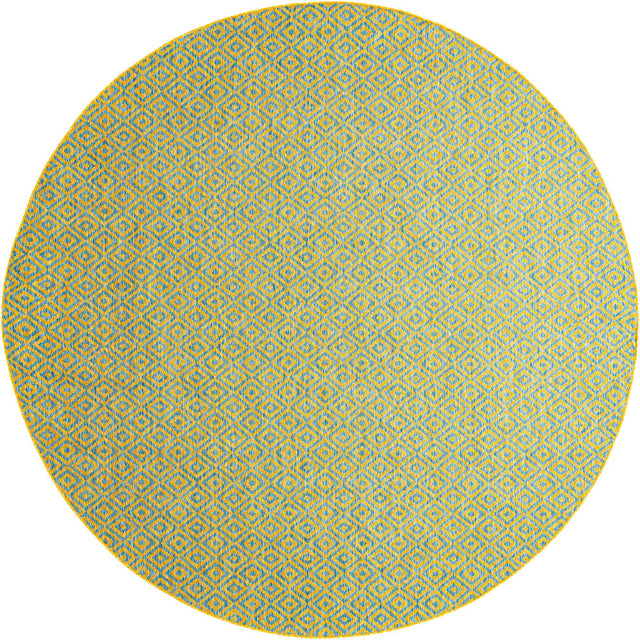 Yellow and Aqua 10' 8 x 10' 8 Jill Zarin Outdoor Round Area Rug Weather Resistant for Patio, Deck, Terrace, Balcony, Porch Durable 100% Polypropylene Carpet for Outside for Sale at Rug Engine