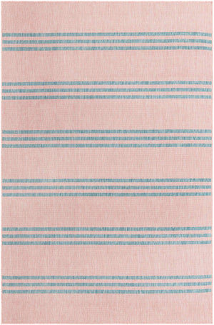 Pink and Aqua 6' 1 x 9' Jill Zarin Outdoor Rectangle Area Rug Weather Resistant for Patio, Deck, Terrace, Balcony, Porch Durable 100% Polypropylene Carpet for Outside for Sale at Rug Engine