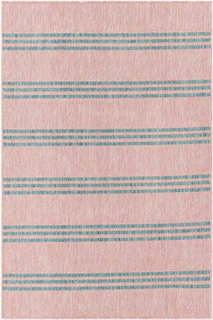 Pink and Aqua 4' 1 x 6' 1 Jill Zarin Outdoor Rectangle Area Rug Weather Resistant for Patio, Deck, Terrace, Balcony, Porch Durable 100% Polypropylene Carpet for Outside for Sale at Rug Engine