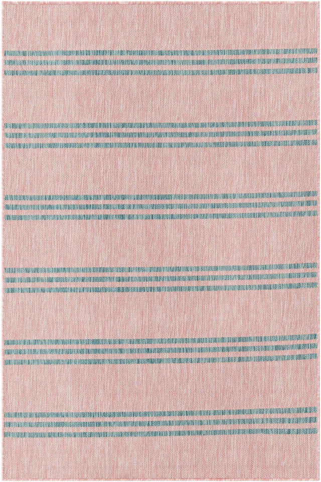 Pink and Aqua 4' 1 x 6' 1 Jill Zarin Outdoor Rectangle Area Rug Weather Resistant for Patio, Deck, Terrace, Balcony, Porch Durable 100% Polypropylene Carpet for Outside for Sale at Rug Engine