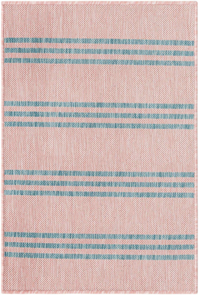Pink and Aqua 2' x 3' 1 Jill Zarin Outdoor Rectangle Area Rug Weather Resistant for Patio, Deck, Terrace, Balcony, Porch Durable 100% Polypropylene Carpet for Outside for Sale at Rug Engine