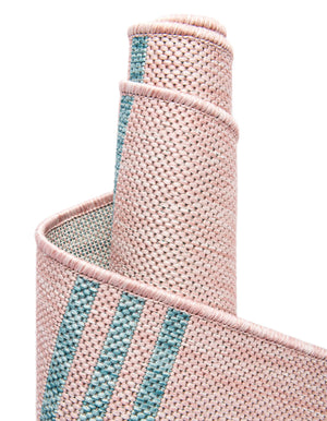 Pink and Aqua 5' 3 x 8' Jill Zarin Outdoor Oval Area Rug Weather Resistant for Patio, Deck, Terrace, Balcony, Porch Durable 100% Polypropylene Carpet for Outside for Sale at Rug Engine