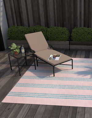 Pink and Aqua 13' 1 x 13' 1 Jill Zarin Outdoor Square Area Rug Weather Resistant for Patio, Deck, Terrace, Balcony, Porch Durable 100% Polypropylene Carpet for Outside for Sale at Rug Engine