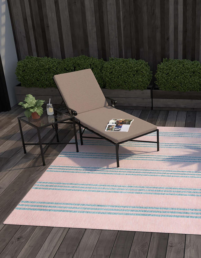 Pink and Aqua 10' 8 x 10' 8 Jill Zarin Outdoor Square Area Rug Weather Resistant for Patio, Deck, Terrace, Balcony, Porch Durable 100% Polypropylene Carpet for Outside for Sale at Rug Engine