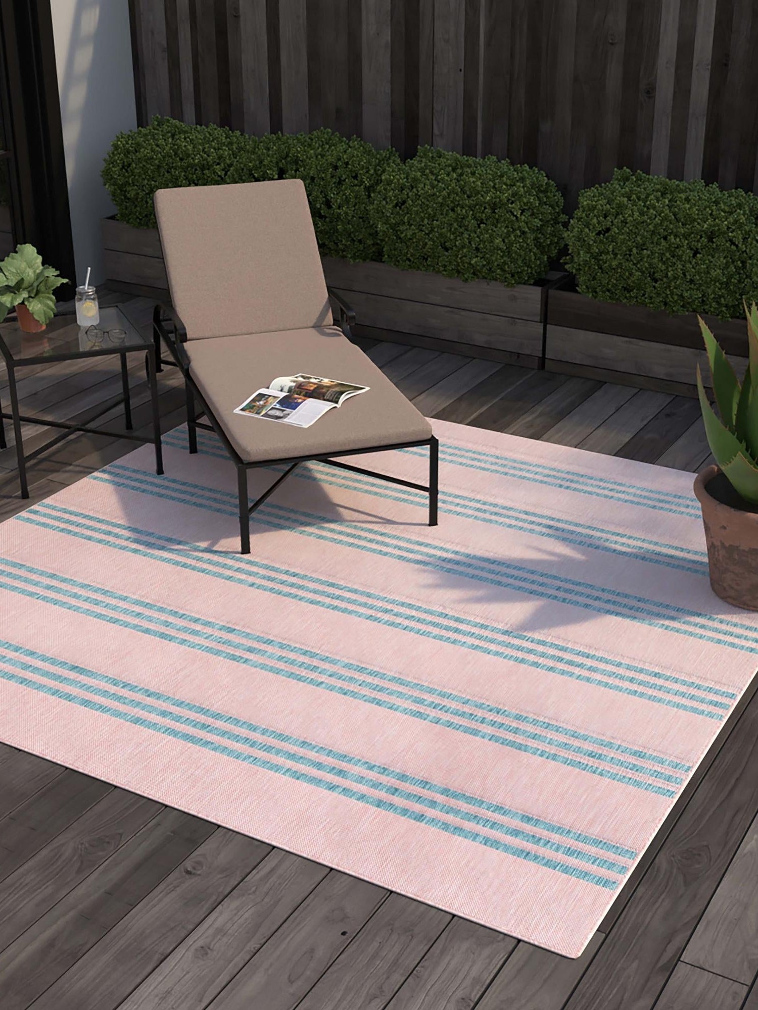 Pink and Aqua 13' 1 x 13' 1 Jill Zarin Outdoor Square Area Rug Weather Resistant for Patio, Deck, Terrace, Balcony, Porch Durable 100% Polypropylene Carpet for Outside for Sale at Rug Engine