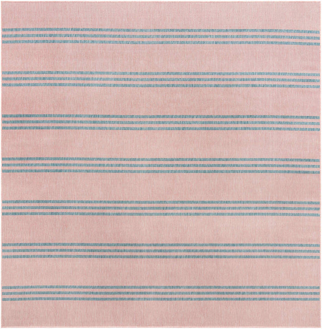 Pink and Aqua 10' 8 x 10' 8 Jill Zarin Outdoor Square Area Rug Weather Resistant for Patio, Deck, Terrace, Balcony, Porch Durable 100% Polypropylene Carpet for Outside for Sale at Rug Engine