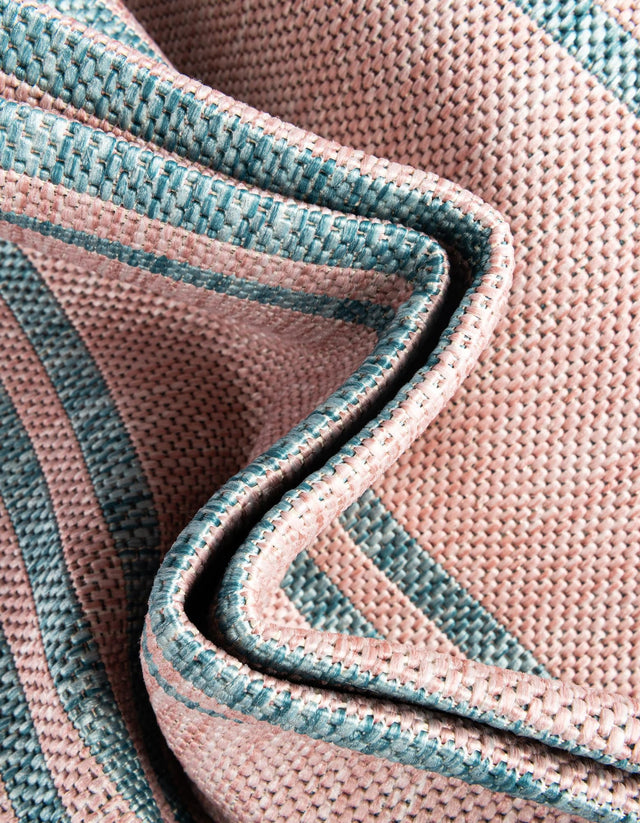 Pink and Aqua 7' 1 x 7' 1 Jill Zarin Outdoor Round Area Rug Weather Resistant for Patio, Deck, Terrace, Balcony, Porch Durable 100% Polypropylene Carpet for Outside for Sale at Rug Engine