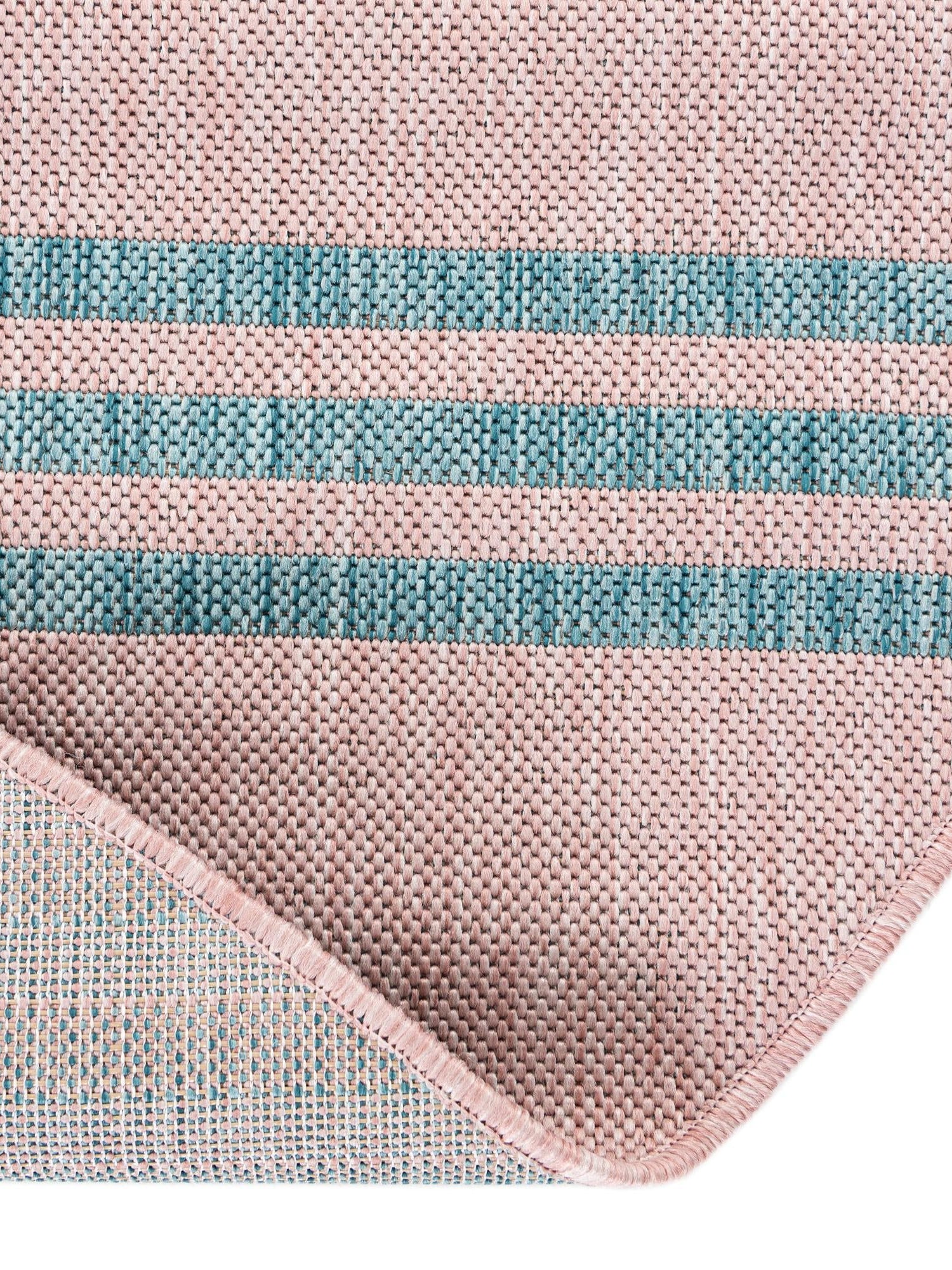 Pink and Aqua 3' 1 x 3' 1 Jill Zarin Outdoor Round Area Rug Weather Resistant for Patio, Deck, Terrace, Balcony, Porch Durable 100% Polypropylene Carpet for Outside for Sale at Rug Engine