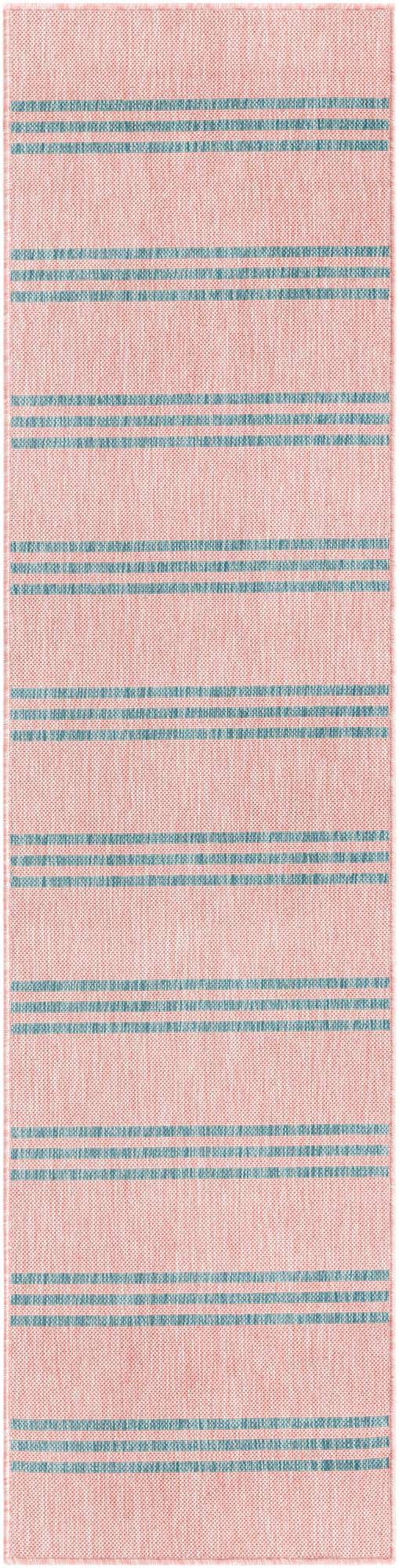 Pink and Aqua 2' x 8' Jill Zarin Outdoor Runner Area Rug Weather Resistant for Patio, Deck, Terrace, Balcony, Porch Durable 100% Polypropylene Carpet for Outside for Sale at Rug Engine