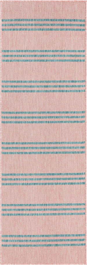 Pink and Aqua 2' x 6' 1 Jill Zarin Outdoor Runner Area Rug Weather Resistant for Patio, Deck, Terrace, Balcony, Porch Durable 100% Polypropylene Carpet for Outside for Sale at Rug Engine