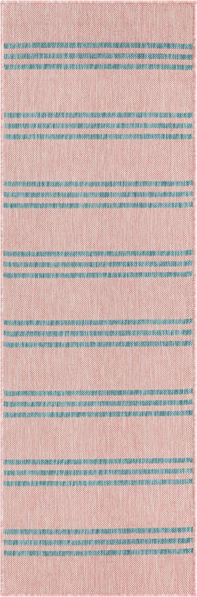 Pink and Aqua 2' x 6' 1 Jill Zarin Outdoor Runner Area Rug Weather Resistant for Patio, Deck, Terrace, Balcony, Porch Durable 100% Polypropylene Carpet for Outside for Sale at Rug Engine