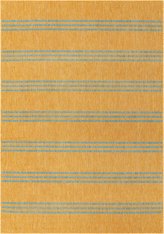 Yellow and Aqua 7' 1 x 10' Jill Zarin Outdoor Rectangle Area Rug Weather Resistant for Patio, Deck, Terrace, Balcony, Porch Durable 100% Polypropylene Carpet for Outside for Sale at Rug Engine