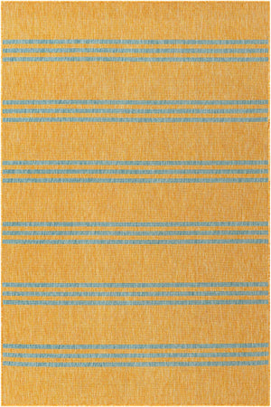 Yellow and Aqua 6' 1 x 9' Jill Zarin Outdoor Rectangle Area Rug Weather Resistant for Patio, Deck, Terrace, Balcony, Porch Durable 100% Polypropylene Carpet for Outside for Sale at Rug Engine