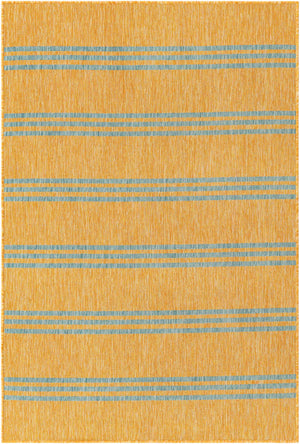 Yellow and Aqua 4' 1 x 6' 1 Jill Zarin Outdoor Rectangle Area Rug Weather Resistant for Patio, Deck, Terrace, Balcony, Porch Durable 100% Polypropylene Carpet for Outside for Sale at Rug Engine