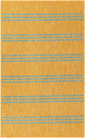 Yellow and Aqua 3' 1 x 5' 3 Jill Zarin Outdoor Rectangle Area Rug Weather Resistant for Patio, Deck, Terrace, Balcony, Porch Durable 100% Polypropylene Carpet for Outside for Sale at Rug Engine