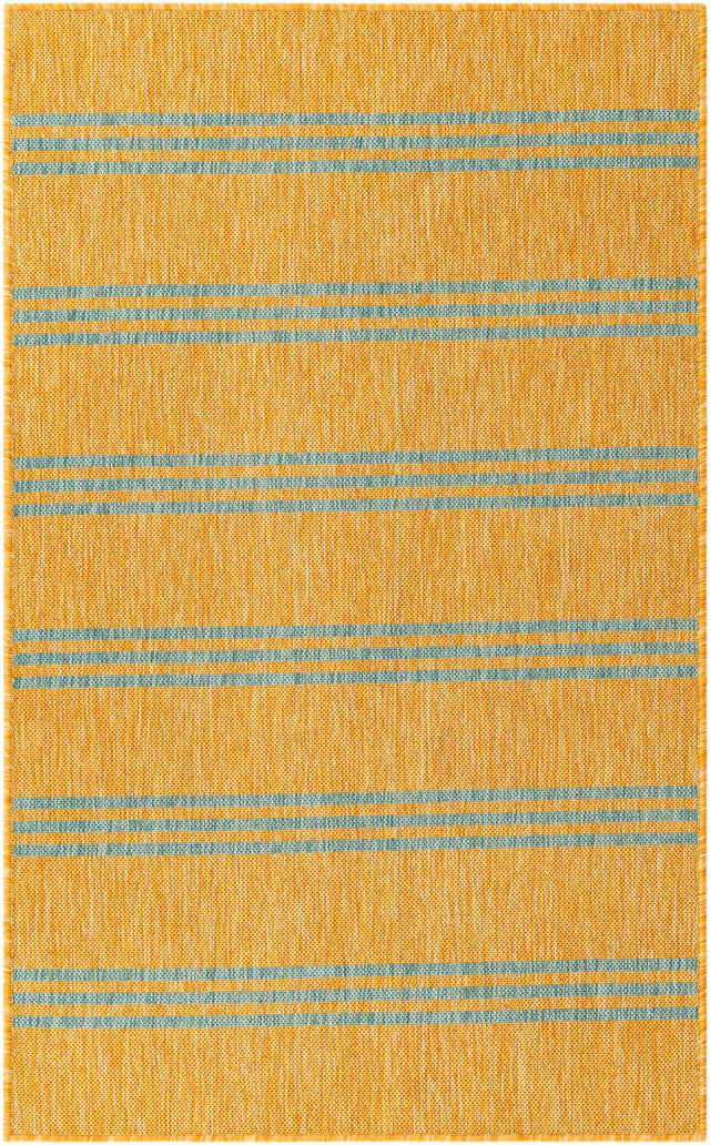 Yellow and Aqua 3' 1 x 5' 3 Jill Zarin Outdoor Rectangle Area Rug Weather Resistant for Patio, Deck, Terrace, Balcony, Porch Durable 100% Polypropylene Carpet for Outside for Sale at Rug Engine
