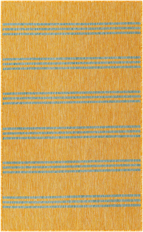 Yellow and Aqua 2' x 3' 1 Jill Zarin Outdoor Rectangle Area Rug Weather Resistant for Patio, Deck, Terrace, Balcony, Porch Durable 100% Polypropylene Carpet for Outside for Sale at Rug Engine