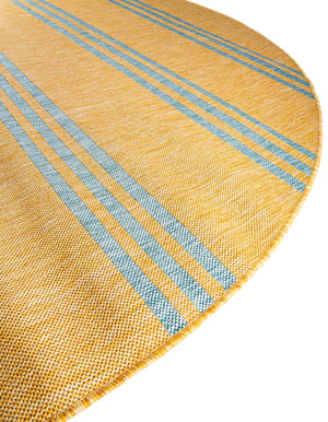 Yellow and Aqua 7' 10 x 10' Jill Zarin Outdoor Oval Area Rug Weather Resistant for Patio, Deck, Terrace, Balcony, Porch Durable 100% Polypropylene Carpet for Outside for Sale at Rug Engine