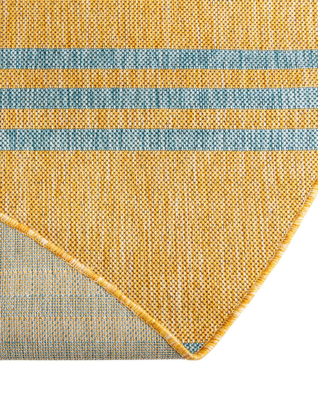 Yellow and Aqua 5' 3 x 8' Jill Zarin Outdoor Oval Area Rug Weather Resistant for Patio, Deck, Terrace, Balcony, Porch Durable 100% Polypropylene Carpet for Outside for Sale at Rug Engine