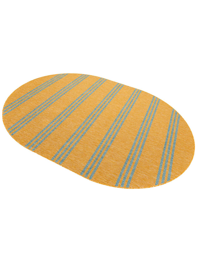 Yellow and Aqua 7' 10 x 10' Jill Zarin Outdoor Oval Area Rug Weather Resistant for Patio, Deck, Terrace, Balcony, Porch Durable 100% Polypropylene Carpet for Outside for Sale at Rug Engine