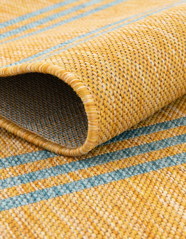 Yellow and Aqua 11' x 11' Jill Zarin Outdoor Square Rug