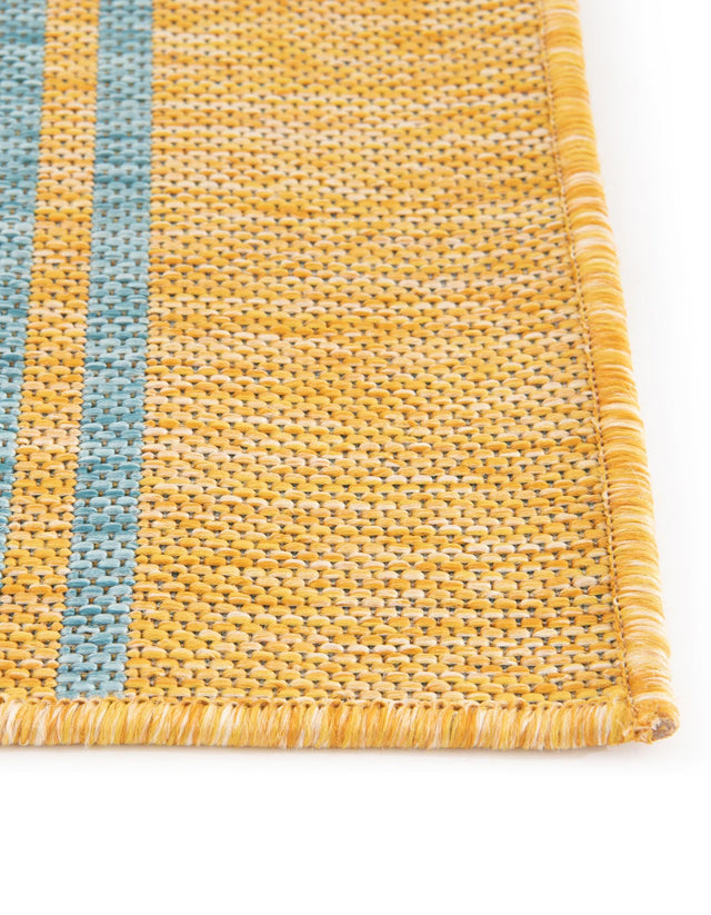 Yellow and Aqua 11' x 11' Jill Zarin Outdoor Square Rug