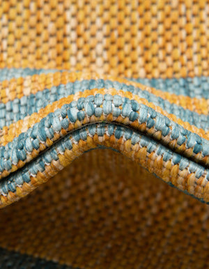 Yellow and Aqua 11' x 11' Jill Zarin Outdoor Square Rug