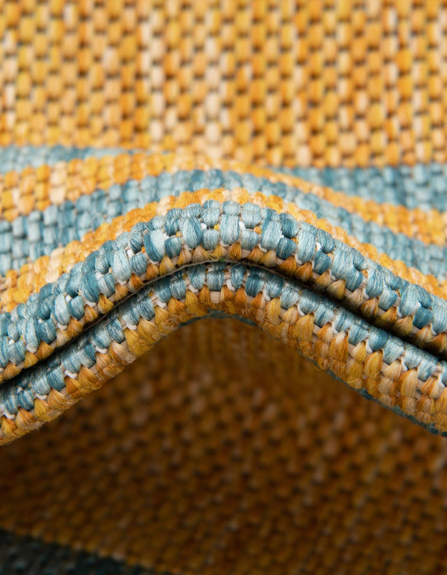 Yellow and Aqua 11' x 11' Jill Zarin Outdoor Square Rug