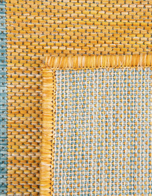 Yellow and Aqua 11' x 11' Jill Zarin Outdoor Square Rug