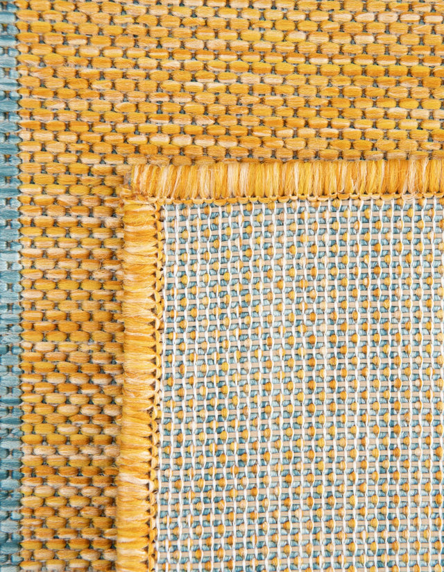 Yellow and Aqua 11' x 11' Jill Zarin Outdoor Square Rug