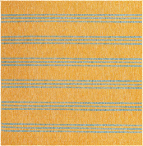 Yellow and Aqua 7' 10 x 7' 10 Jill Zarin Outdoor Square Area Rug Weather Resistant for Patio, Deck, Terrace, Balcony, Porch Durable 100% Polypropylene Carpet for Outside for Sale at Rug Engine