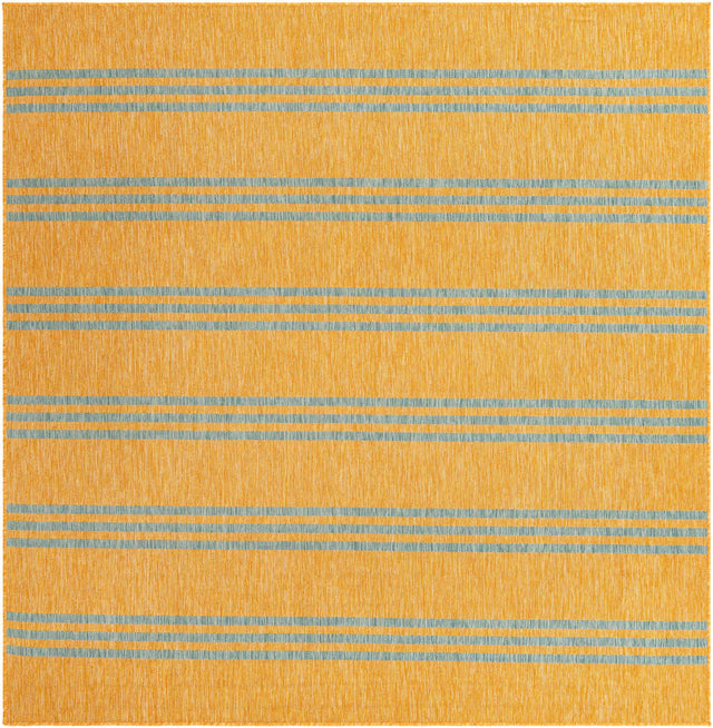 Yellow and Aqua 7' 10 x 7' 10 Jill Zarin Outdoor Square Area Rug Weather Resistant for Patio, Deck, Terrace, Balcony, Porch Durable 100% Polypropylene Carpet for Outside for Sale at Rug Engine