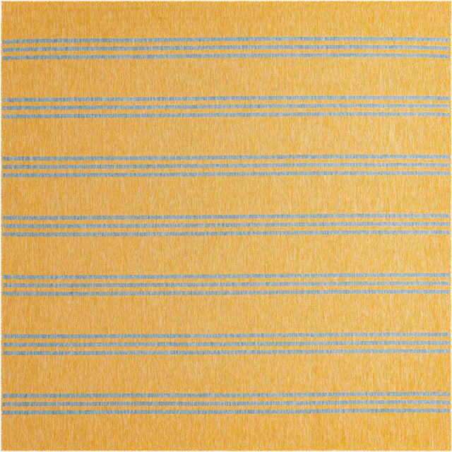 Yellow and Aqua 11' x 11' Jill Zarin Outdoor Square Rug