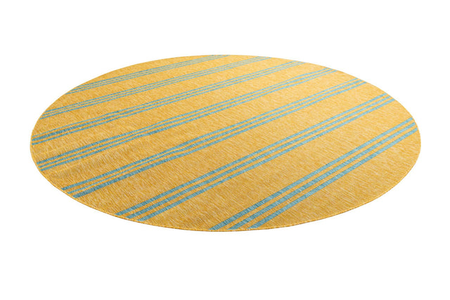 Yellow and Aqua 10' 8 x 10' 8 Jill Zarin Outdoor Round Area Rug Weather Resistant for Patio, Deck, Terrace, Balcony, Porch Durable 100% Polypropylene Carpet for Outside for Sale at Rug Engine